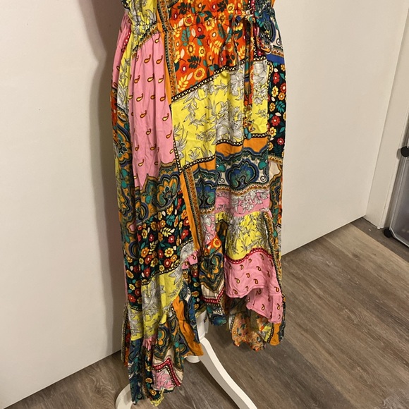 Kate & Mallory Patchwork Ruffle Bottom Maxi High Low Dress - Picture 3 of 10